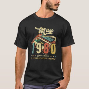 T-shirt Vintage MAI 1980 Fait En 1980 40E Anniversaire 40