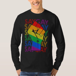 T-shirt Vintage Main Say Gay Lgbtq Fier Mois Gay pride