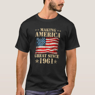 T-shirt Vintage Making America Flag Great Since 1961 Birth