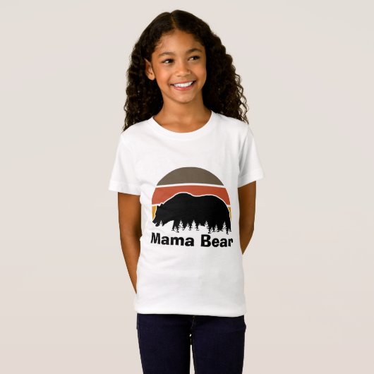 T-Shirt Vintage Mama Bear Retro Sunset (Devant entier)