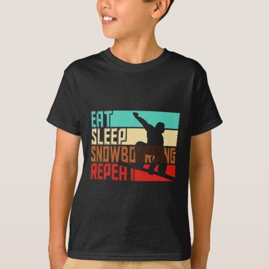T-shirt Vintage Manger Sleep Répéter Snowboard (Devant)