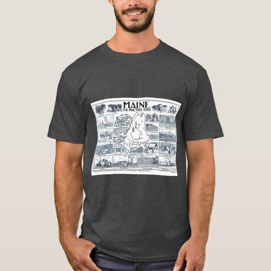 T-shirt Vintage Map of Maine 1912 (Devant)