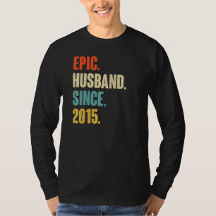 T-shirt Vintage mari épique depuis 2015 7e Mariage Aniver