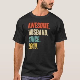 T-shirt Vintage Mari stupéfiant depuis 2019 3 Mariage Aniv