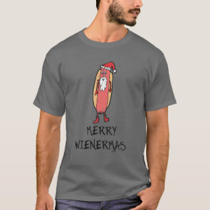 T-shirt Vintage Marry Wienermas Silly Hot Dog À Santa Hat