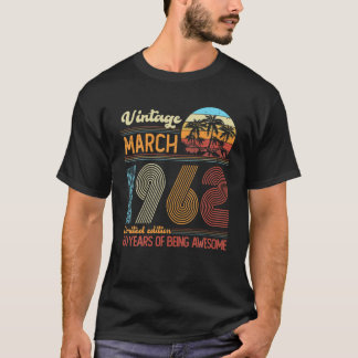 T-shirt Vintage Mars 1962 60 Ans 60E Anniversaire Déco