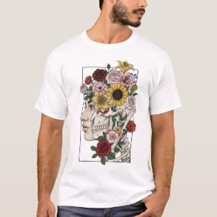 T-shirt Vintage Médicale Anatomie Skull Flower Doctor