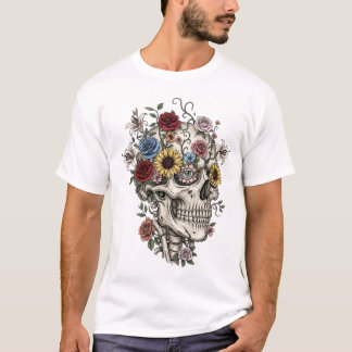 T-shirt Vintage Médicale Anatomie Skull Flower Doctor