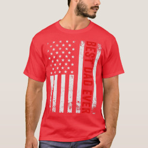 T-shirt Vintage Meilleur papa jamais American Flag Fête de