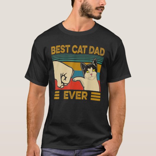 T-shirt Vintage Meilleur Père Chat Jamais Faux (Devant)