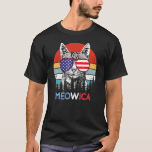 T-shirt Vintage Meowica Chat Merica mignonne 4 juillet Amé