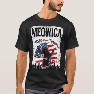 T-shirt Vintage Meowica Chat Patriotique Amusant 4 Juillet