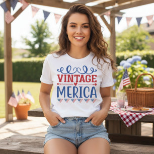 T-shirt Vintage Merica rouge blanc et bleu patriotique