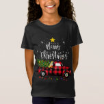 T-Shirt Vintage Merry Christmas Tree on Car Butiflo Plaid<br><div class="desc">Joyeux sapin de Noël vintage sur voiture Butiflo Plaid Camion Rouge</div>