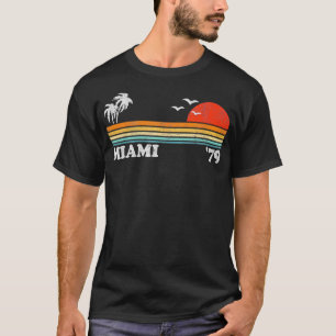 T-shirt Vintage Miami Floride Sud Beach Retro Sunset Sur
