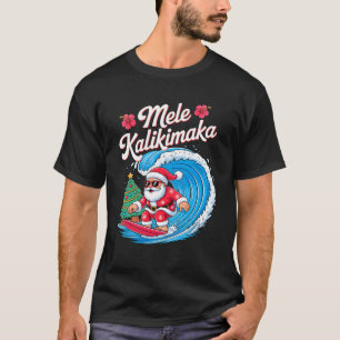 T-shirt Vintage Mignon Mele Kalikimaka Noël Santa Surfi