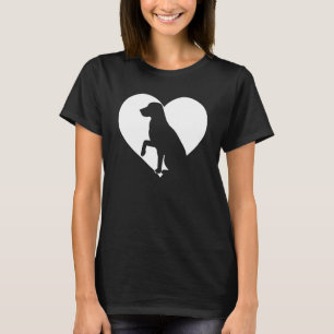 T-shirt Vintage mignon Qui aime Chiens Noir Chien Coeur bl