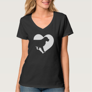 T-shirt Vintage mignon Qui aime Chiens Noir Chien Coeur bl