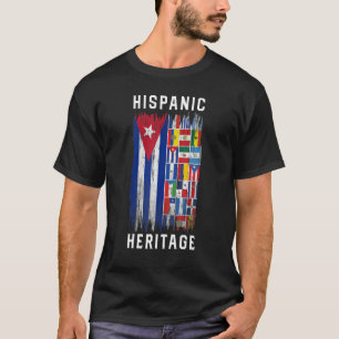 T-shirt Vintage moitié Cuba Drapeau cubain Patrimoine hisp