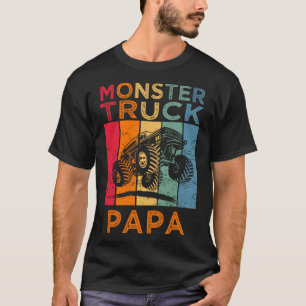 T-shirt Vintage Monster Truck Papa Retro Sunset Pour Papa