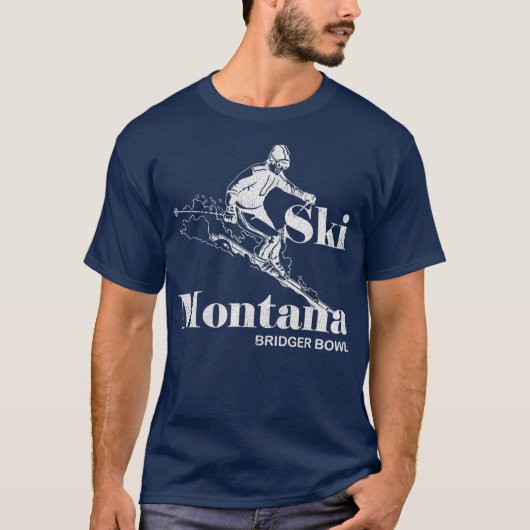 T-shirt Vintage Montana Bridger Bowl Skiing Tee (Devant)