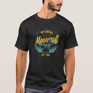 T-shirt Vintage Moorcroft Wyoming Mountains Bison Eagle Pr