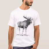 T-shirt Vintage Moose Wildlife Engraving Art (Devant)