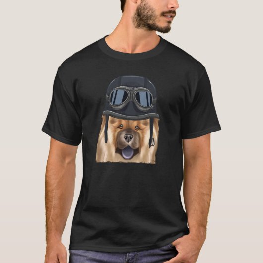 T-shirt Vintage Motorcycle Helmet Chow Chow (Devant)
