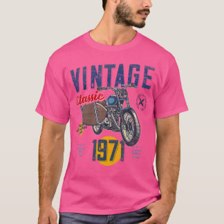 T-shirt Vintage Né 1971 Anniversaire Classic Retro Motorbi