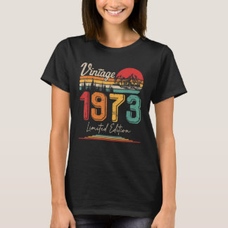 T-shirt Vintage Né En 1973 Anniversaire Année Fête Mariage