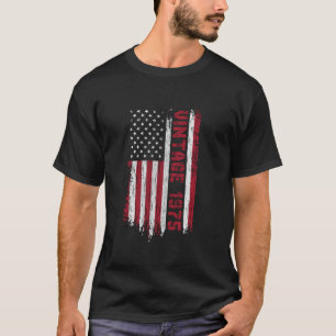 T-shirt Vintage Né En 1975 Drapeau Américain 50e Anniversa