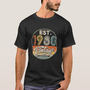 T-shirt Vintage Né En 1980 Anniversaire Année Mariage