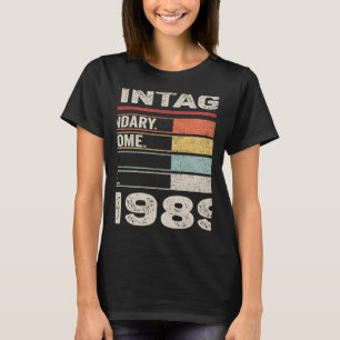 T-shirt Vintage Né En 1989 33e Anniversaire 33 Ans