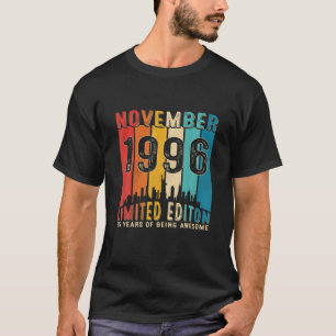 T-shirt Vintage Né En Novembre 1996 25E Anniversaire 25 Y