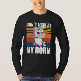 T-shirt Vintage Ne regarde pas ma corne Unicorn Peeing