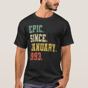 T-shirt Vintage Née En Janvier 1993 Hommes Femmes 30 Ans