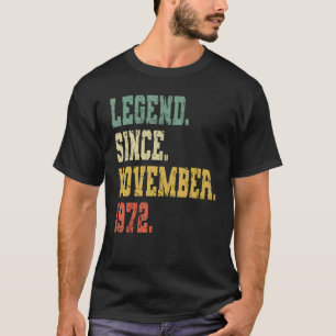 T-shirt Vintage Née En Novembre 1972 Hommes Femmes 50 Ans