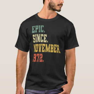 T-shirt Vintage Née En Novembre 1972 Hommes Femmes 50 Ans