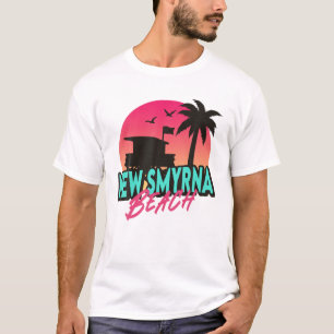 T-shirt Vintage New Smyrna Beach Floride Palmiers FL 80S
