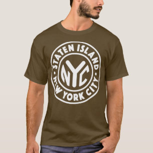 T-shirt Vintage New York City Circle Staten Island Blanc