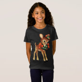 T-Shirt Vintage Noël Reindeer mignonne Noël rétro (Devant entier)
