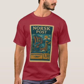 T-shirt Vintage Norway Postage Stamp Shirt
