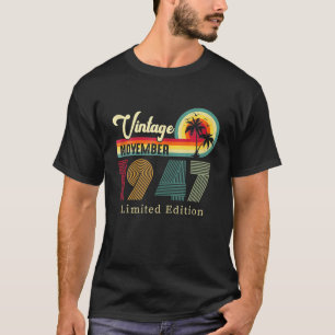 T-shirt Vintage Novembre 1947 Anniversaire Sur La Plage 75