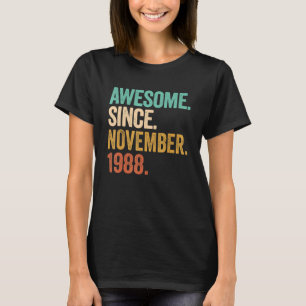 T-shirt Vintage novembre 1988 34 Ans Garçon 34e anniversai
