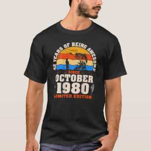 T-shirt Vintage October 1980 42 Year Old Fishing Lover 42N