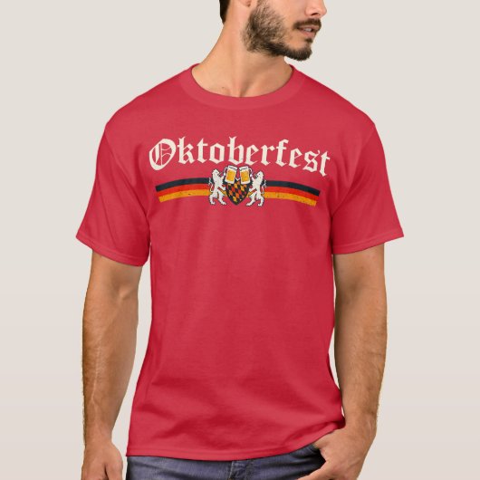 T-shirt Vintage Octoberfest German Drinking Festival Lion  (Devant)