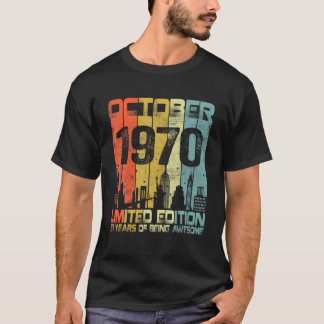 T-shirt Vintage Octobre 1970 Funny 51E Anniversaire 51 Ans