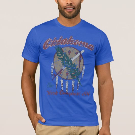 T-shirt Vintage Oklahoma Drapeau travail conquiert tout (Devant)