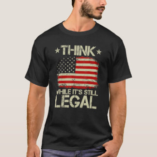 T-shirt Vintage Old American Flag Think While It's Still L