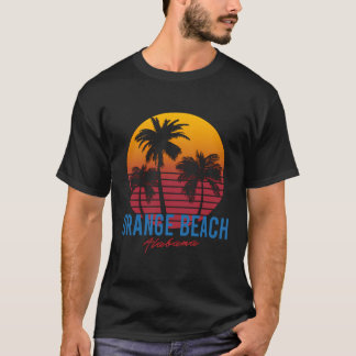 T-shirt Vintage Orange Beach Alabama Palmiers Sunset Ret